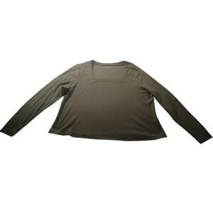 Old Navy Square Neck Ribbed Long Sleeve Top 750265 Womens 3X Alpine Tundra Green